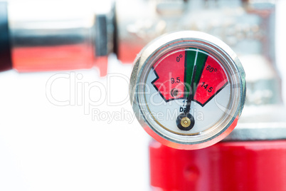 Close up of gauge on fire extinguisher