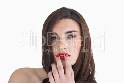 Woman wearing red lipstick