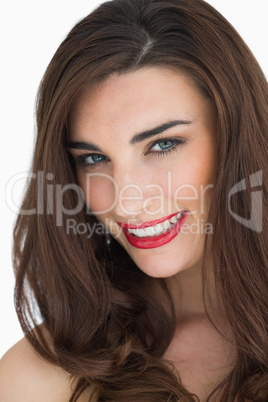 Woman wearing red lipstick