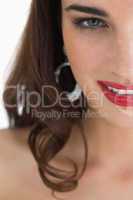 Close-up of woman with red lips