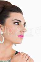 Woman having pink lips and cat eyes