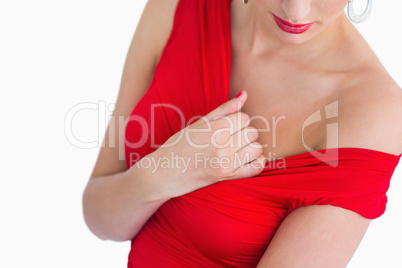 Close-up of woman with red dress