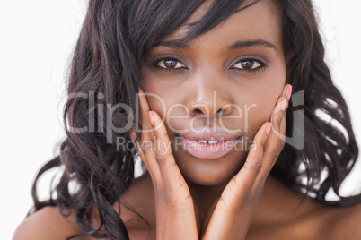 Woman hands in her face looking