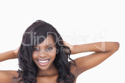 Woman hands at her hair