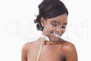 Woman holding a flower