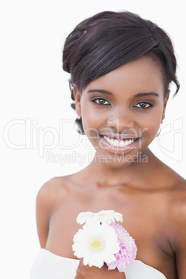 Woman holding flowers