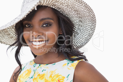 Woman wearing summer hat