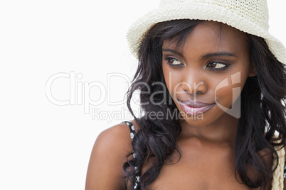 Woman wearing summer hat