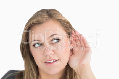 Woman making the sign of listening