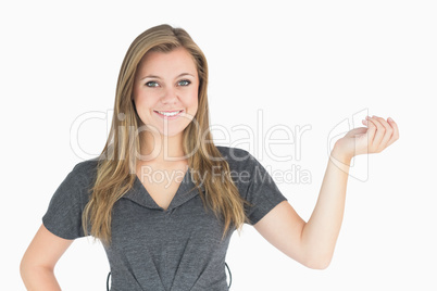 Woman holding out hand