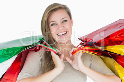 Happy woman with shopping bags