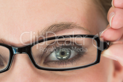 Green eyed woman with glasses