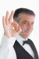 Waiter making ok sign