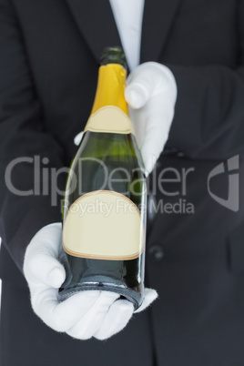 Close view of open bottle of champagne