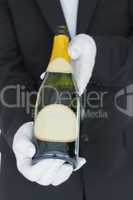 Close view of open bottle of champagne