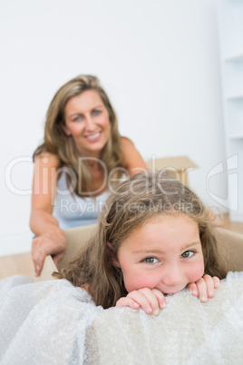 Daughter sitting in the box