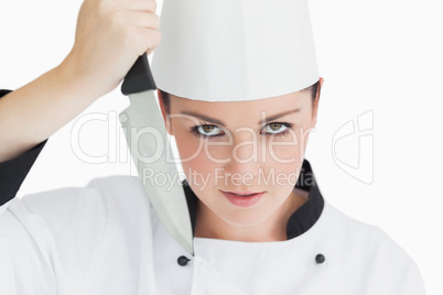 Crazy chef holding knife