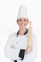 Cook holding a rolling pin