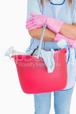 Maid with a pink bucket