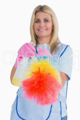 Cleaner holding feather duster