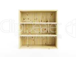 isolated empty wooden bookcase