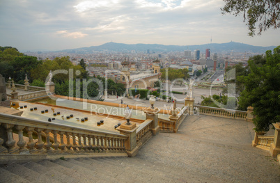 view from Montjuic mountain to the Espanya Square in Barcelona