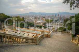 view from Montjuic mountain to the Espanya Square in Barcelona