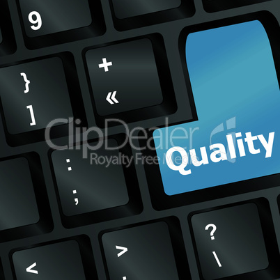 quality button on computer keyboard showing business concept