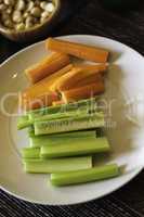Sliced fresh celery and carrots