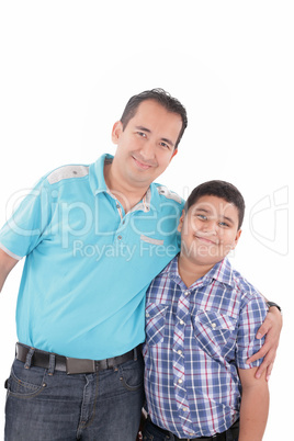 Closeup portrait of a happy father and son together