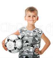 Boy holding soccer ball