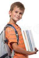 Boy holding books