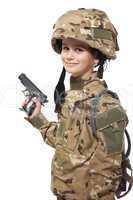 Young soldier with gun
