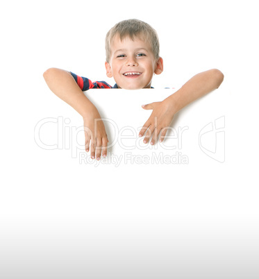 Boy holding a banner