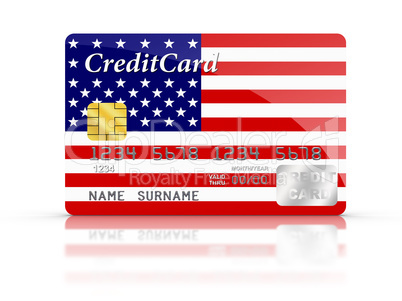 Credit Card covered with American flag.