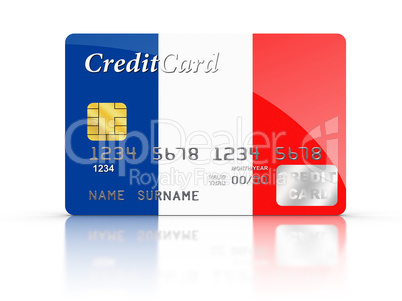 Credit Card covered with France flag.