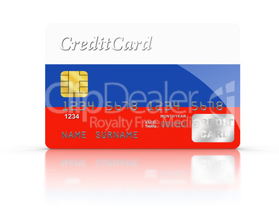 Credit Card covered with Russia flag.