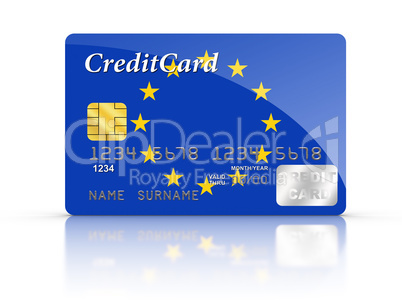 Credit Card covered with European flag.