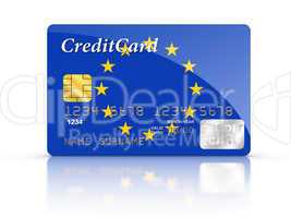 Credit Card covered with European flag.