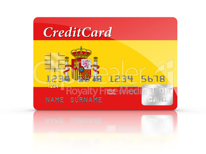 Credit Card covered with Spain flag.