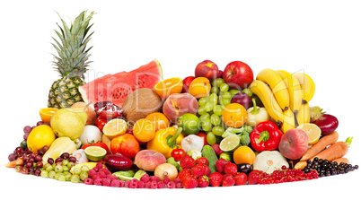 Huge group of fresh vegetables and fruits