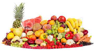 Huge group of fresh vegetables and fruits