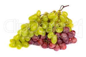 Bunch of White and Red Grapes laying isolated