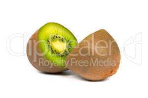 Kiwi cut in half isolated on white