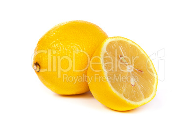 Fresh lemons on white background