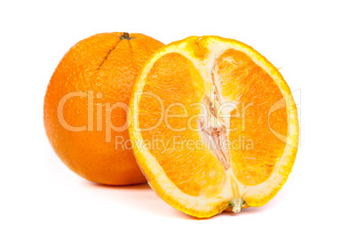 Fresh orange and a half part of orange