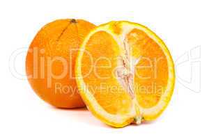 Fresh orange and a half part of orange