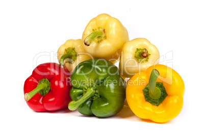 Group of seet bell peppers isolated on white