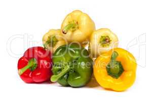 Group of seet bell peppers isolated on white