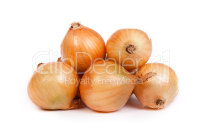 Group of a onions, isolated on white